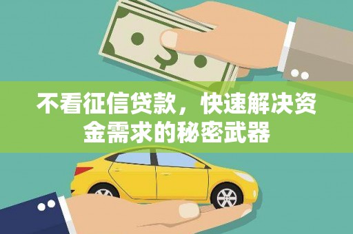 泉州不看征信贷款，快速解决资金需求的秘密武器